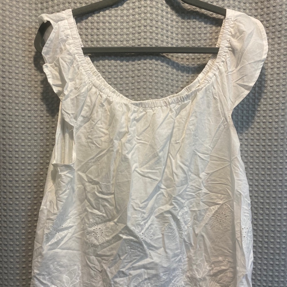 Off-Shoulder White Top with Lace Detailing